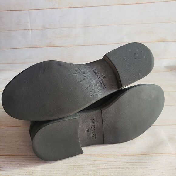 Nine West Leather Lace Up Quilted Distressed Round Toe Ankle Boots Booties 8 M - Picture 11 of 16